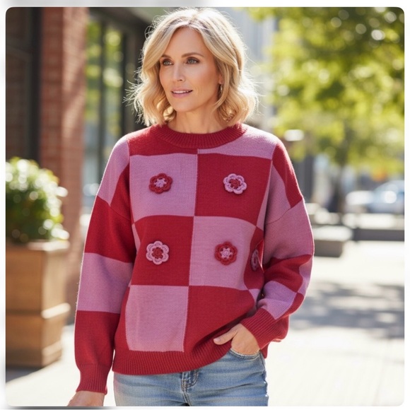 entro Sweaters - ENTRO Checker detailed crewneck sweater S M L